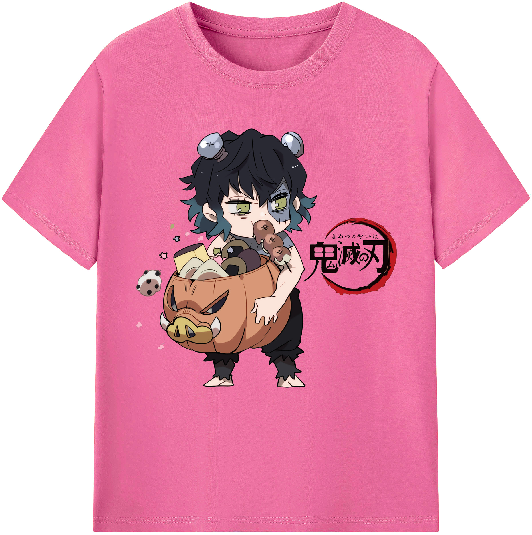 （画像用） 鬼滅の刃（きめつのやいば）嘴平 伊之助／はしびら いのすけ Hashibira Inosuke レディースカジュアルプリントTシャツ（綿100％）